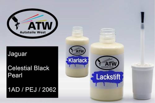 Jaguar, Celestial Black Pearl, 1AD / PEJ / 2062: 20ml Lackstift + 20ml Klarlack - Set, von ATW Autoteile West.